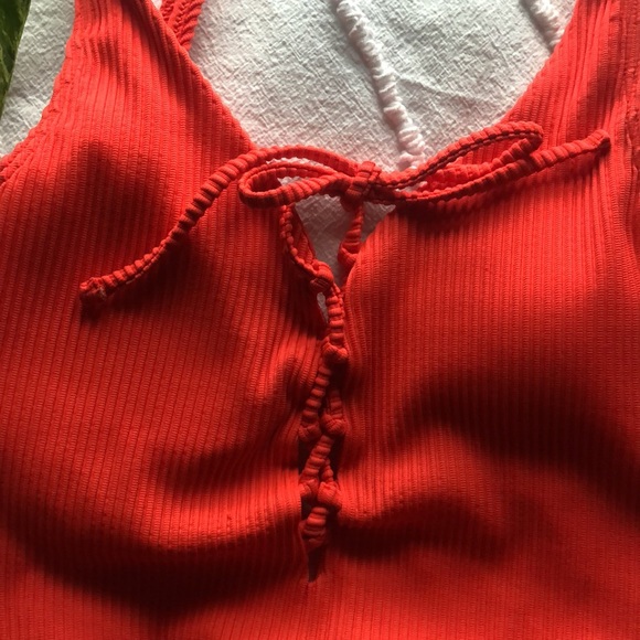 Hollister Hot Red-Orange Ribbed Swimsuit - Picture 3 of 5